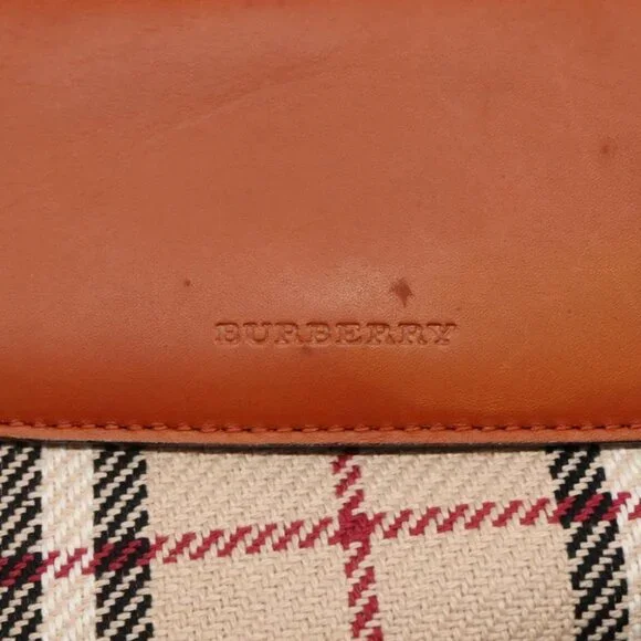 BURBERRY Nova Check Hand Bag Canvas Beige Gold Auth BA1387